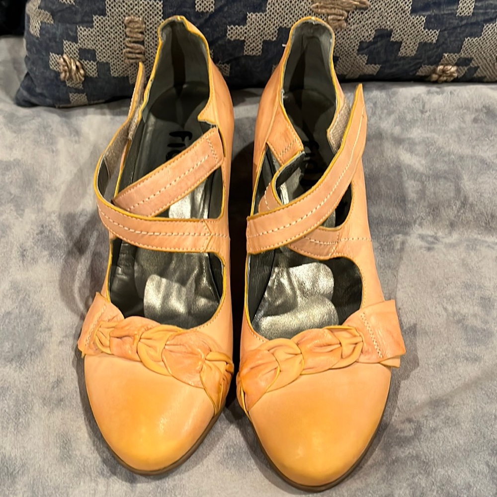 Yellow Fidji Leather Mary Janes